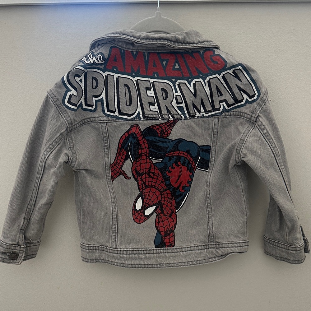 Marvel Spider-Man Kids Denim Jacket - Gray and Red